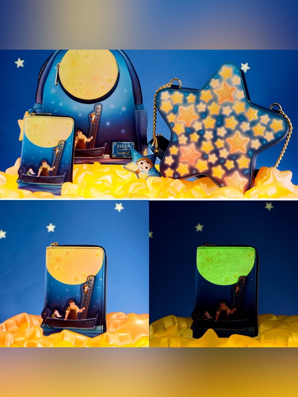 NWOT Loungefly Disney Pixar La Luna Stars Crossbody Bag+wallet SET